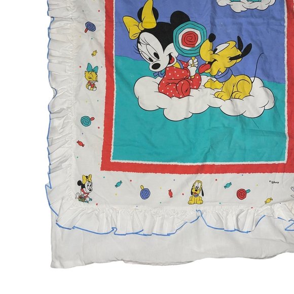 Rare Vintage Disney Babies Mickey Crib Duvet Quilt Cover Minnie Mouse Pluto - Picture 4 of 11